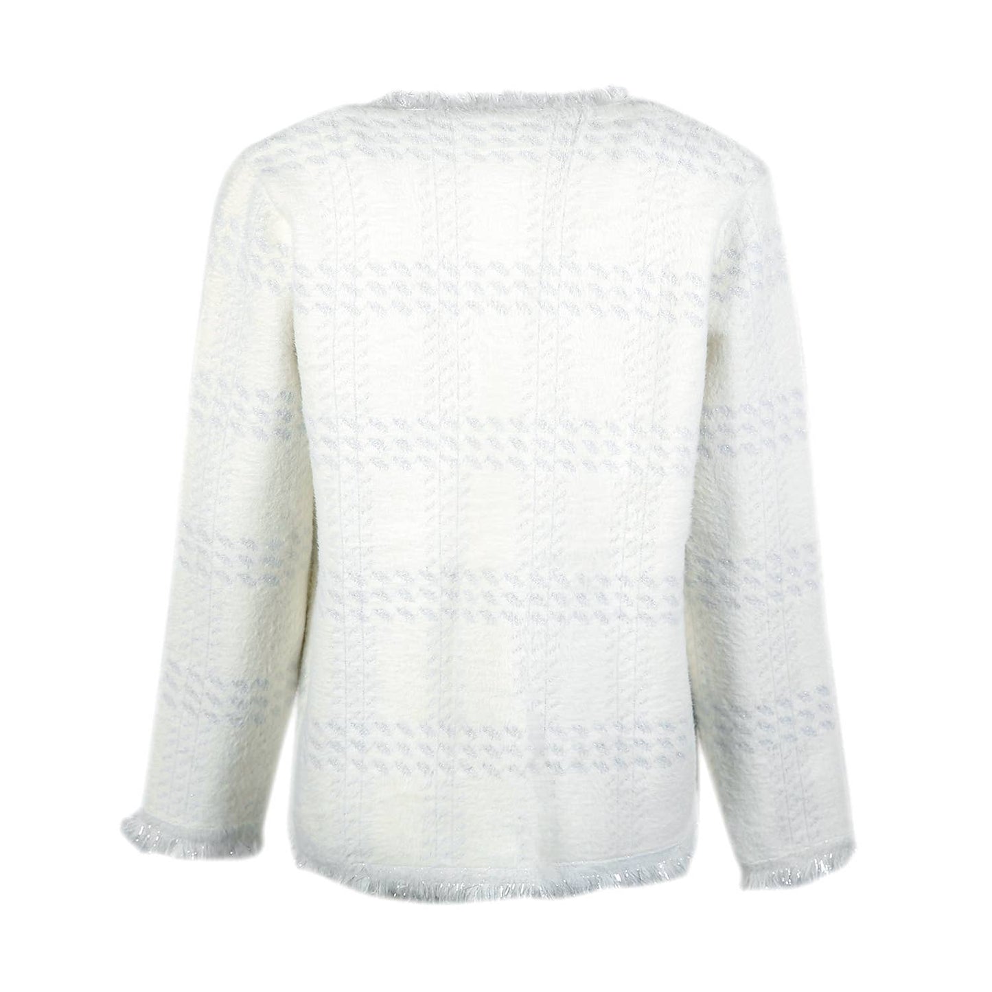 PEACH ACCESSORIES - SD190 Soft cardigan with Shinny Silver details: Ivory