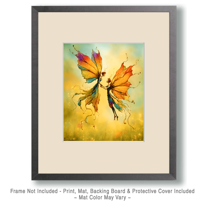 Mowbi - Southwest Desert Fairies Finally Meet Art Print - Fairies 8"x10" Artwork for 12"x14" Frame