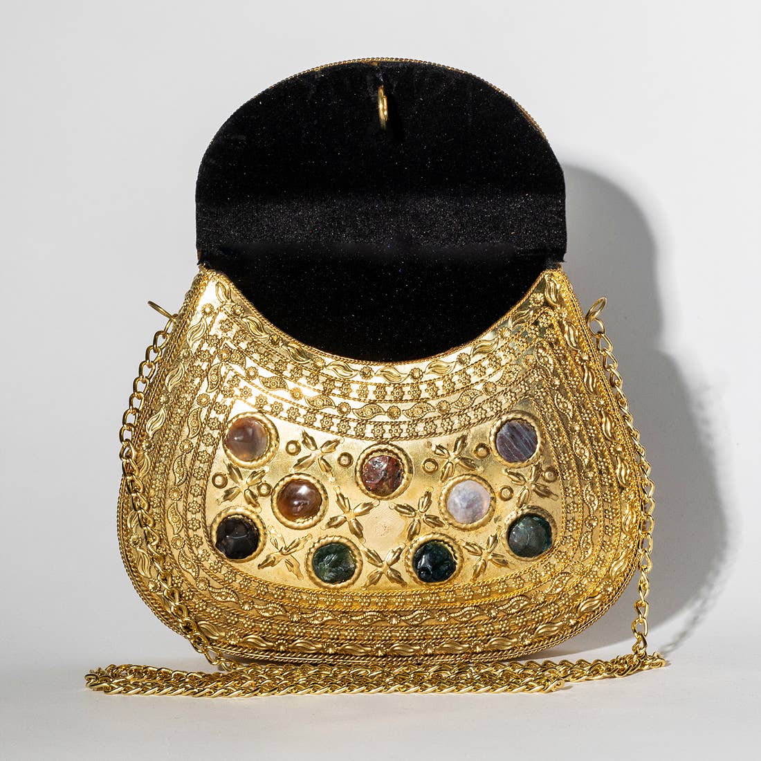 Gypsie Jane - Stone detailed vintage metal bag: GOLD / ONESIZE