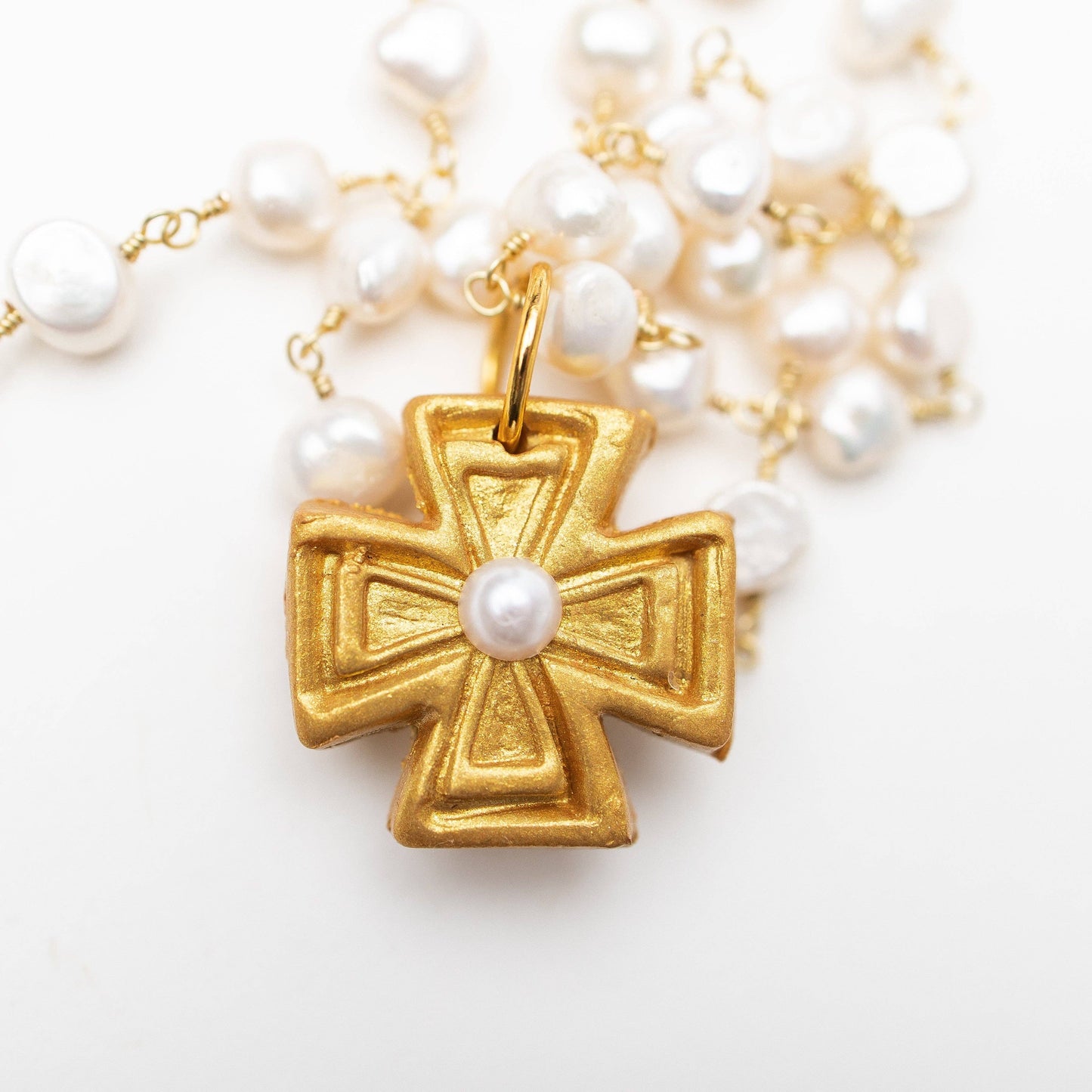 Hidden Truth Jewelry - Fresh Water Pearl Chain with Anna Pearl Cross