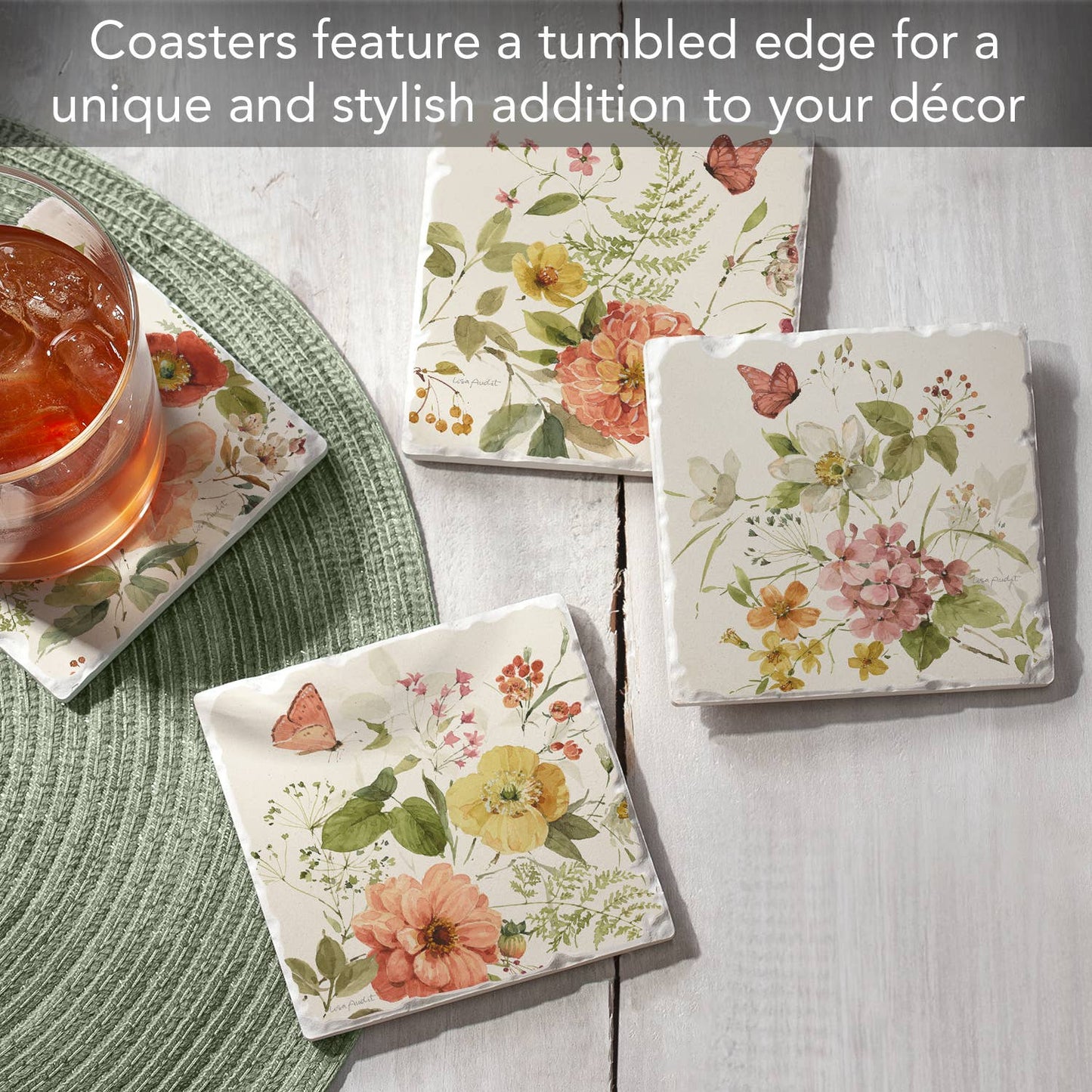 CounterArt/Highland Home/Thirstystone - Nature's Blessings Asstd Image Tumbled Tile Coaster 4 Pack