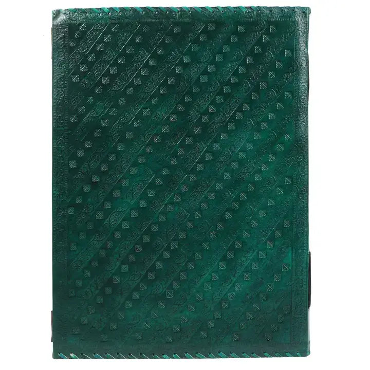 Tuzech Leather - Tuzech Handmade Vintage Seven Chakra Stone Embossed Diary: Brown / 10 x 7 inch / Unlined