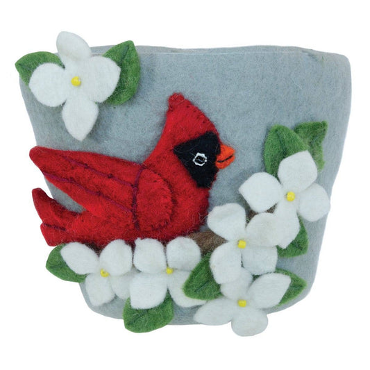 dZi Handmade - Dogwood Cardinal Felt Pot