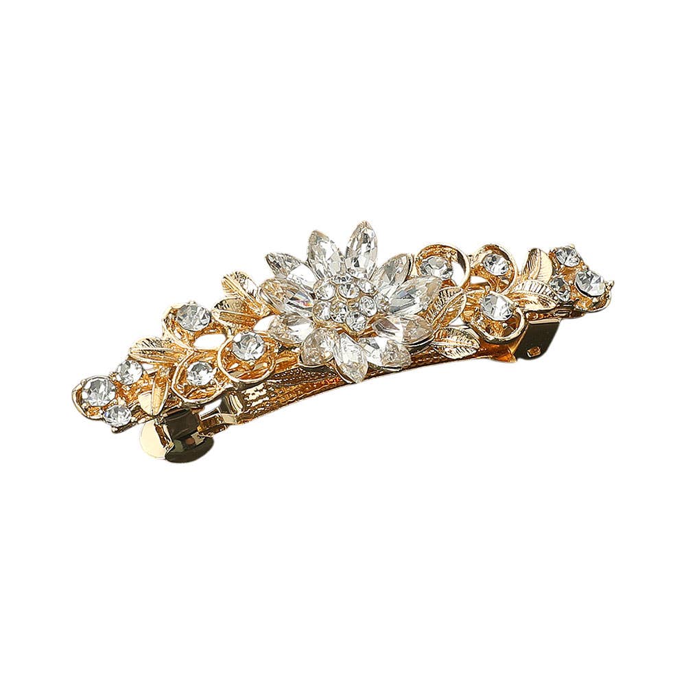 Sensibling Corp. - Floral Stone Accent Barrette: Clear,Silver