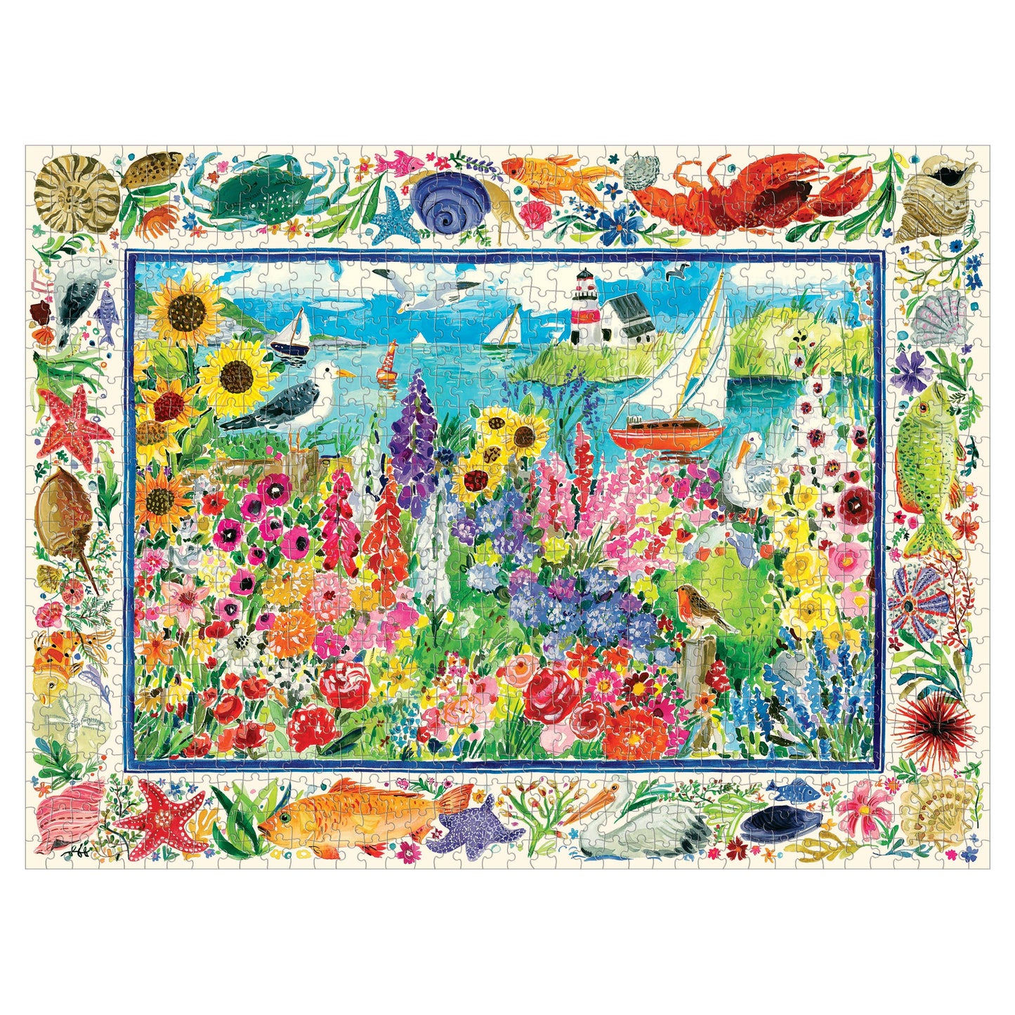 eeBoo - Seagull Garden 1000 Piece Rectangular Puzzle