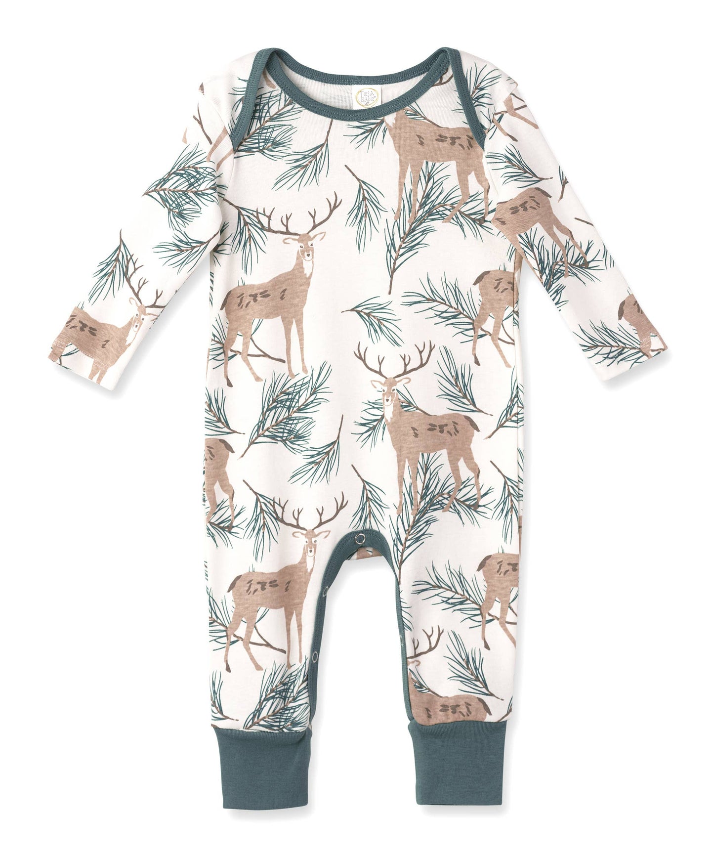 Tesa Babe - Baby's Christmas Deer Pine Bamboo Romper: 6-9M