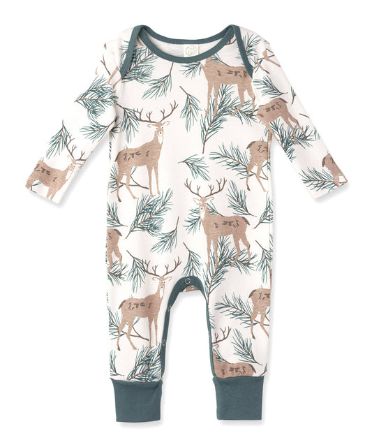 Tesa Babe - Baby's Christmas Deer Pine Bamboo Romper: 3-6M