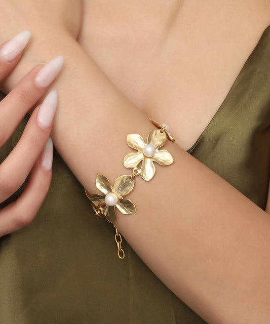 BUBU BY TEKIN SHOP - Gold Plated Boho Flower Bracelet