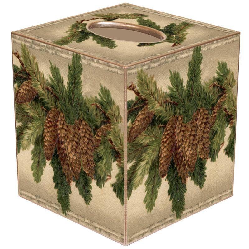 Marye-Kelley - Vintage Pine cones Tissue Box Cover: Paper Mache