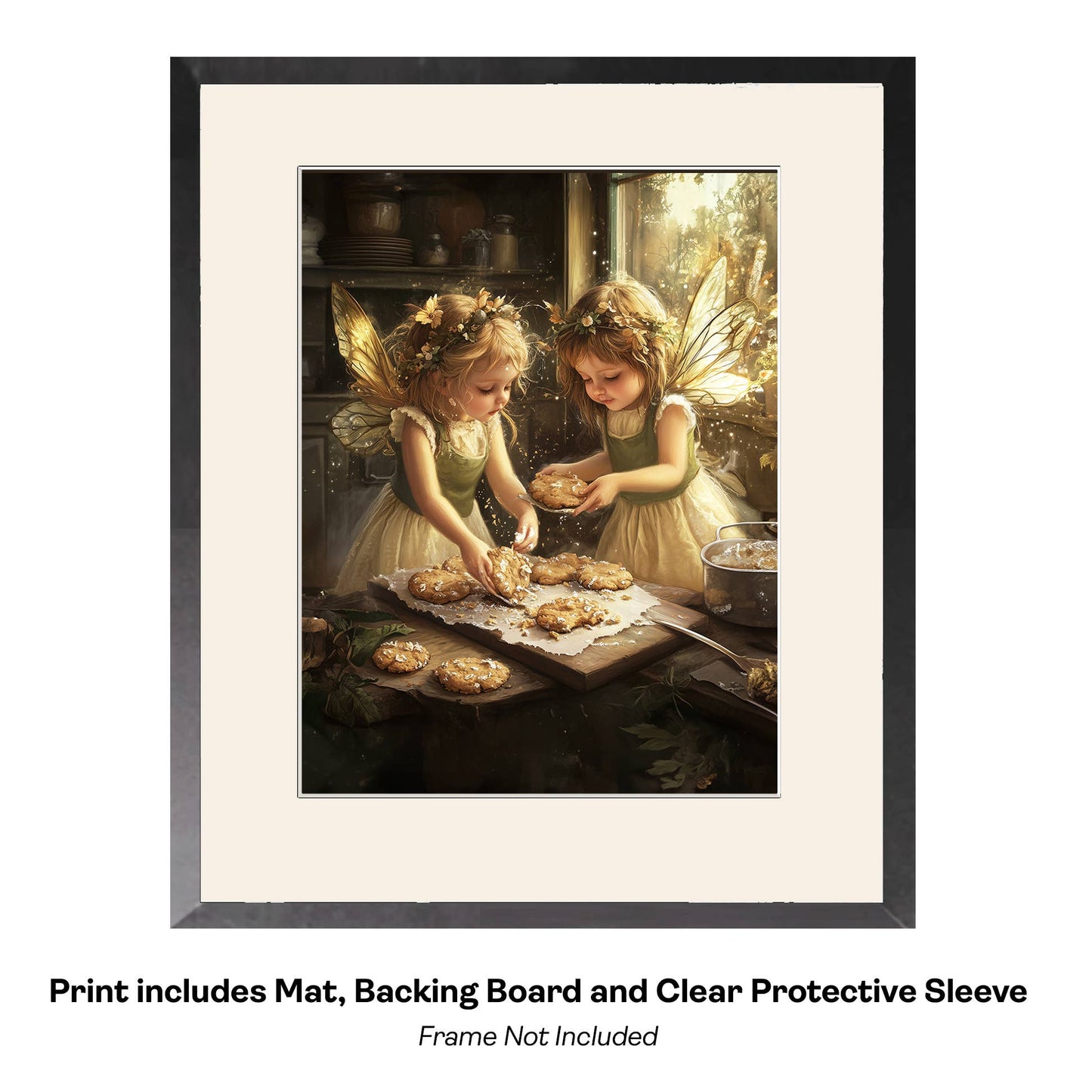Mowbi - Fairies Making Cookies - Fairies Wall Art Prints – 8″x10″ Artwork for 11″x14″ Frame