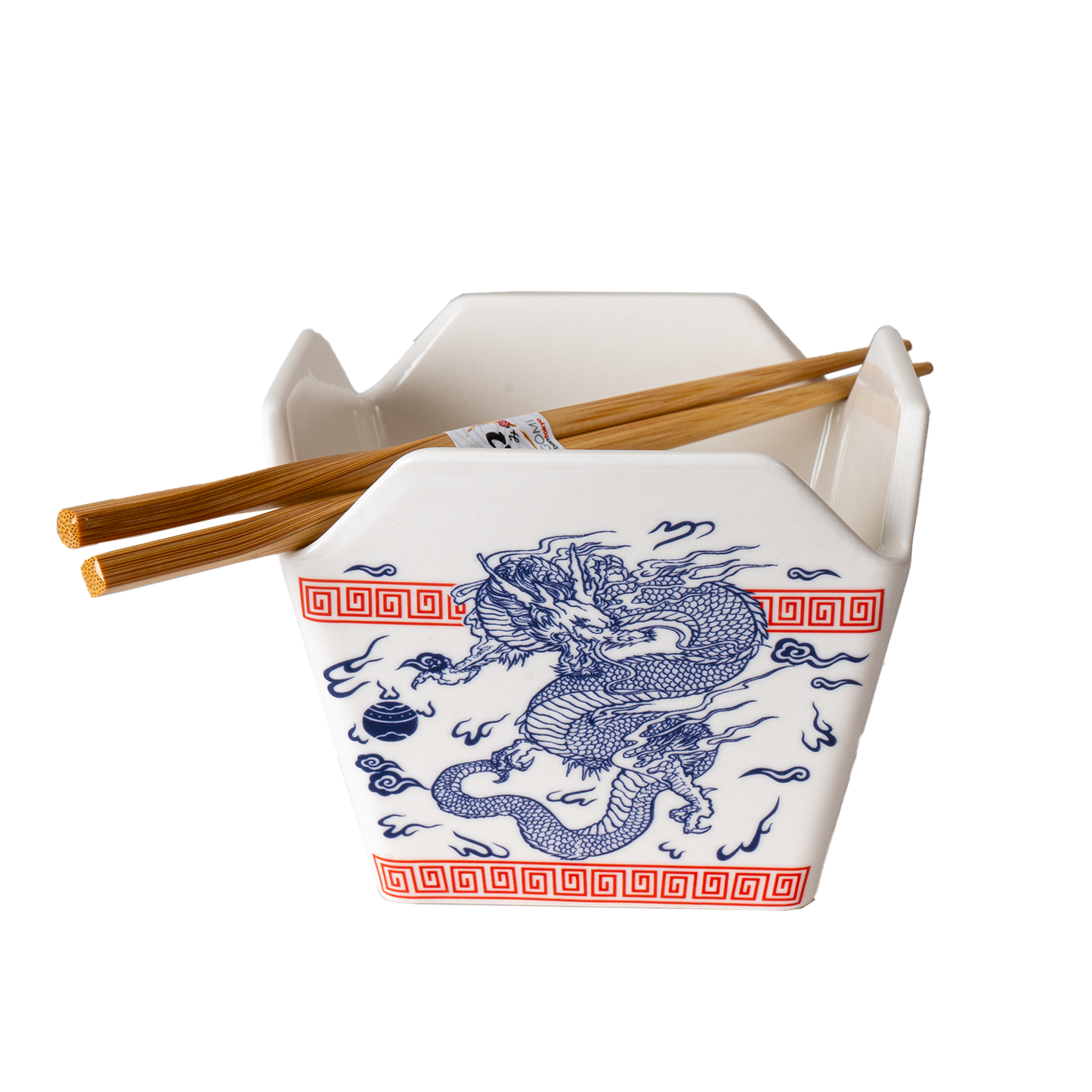 Urban Tokyo - 16oz 5"W x 4"H Takeout Box Serving Bowl With Chopsticks Dragon (1/24)
