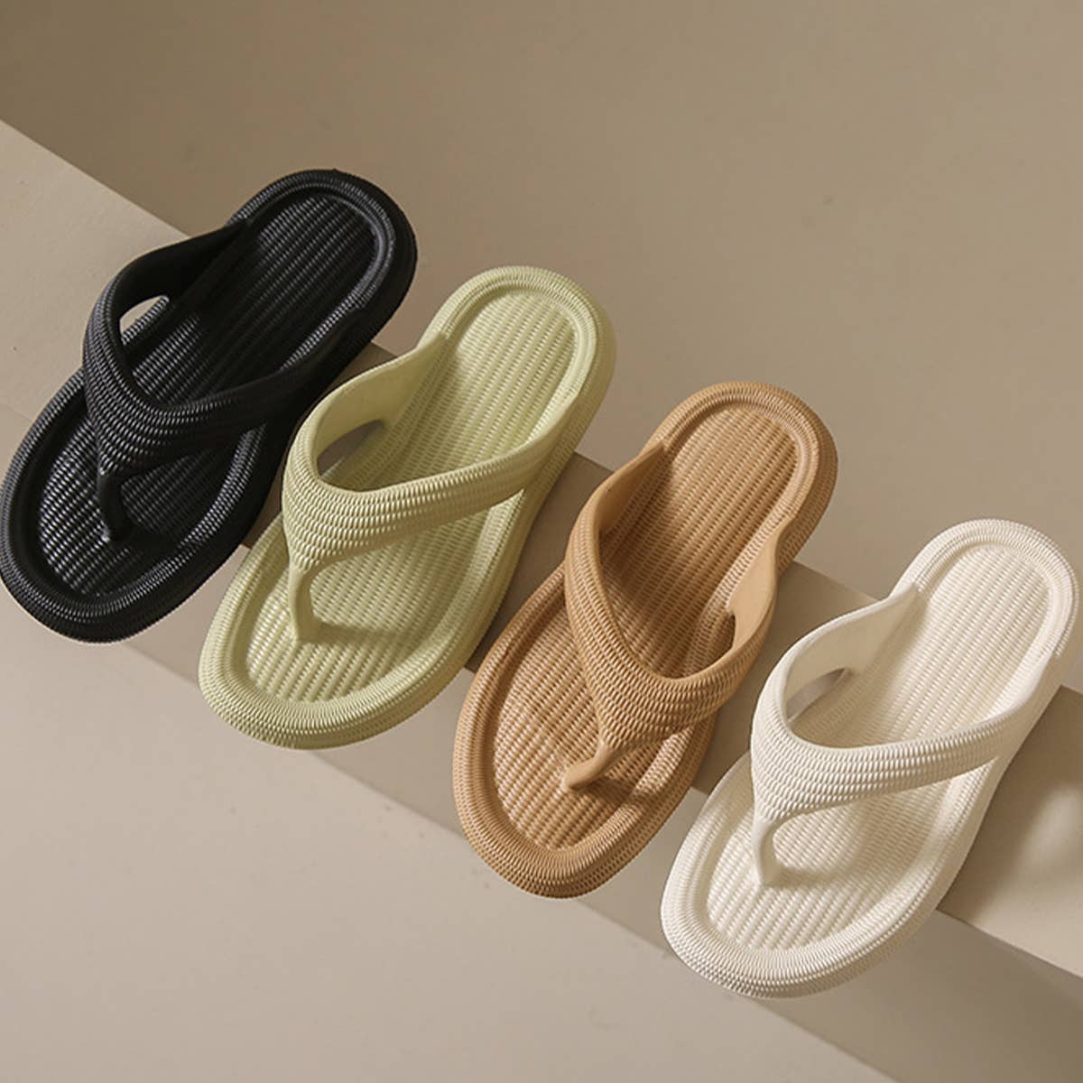 ACCITY - EVA SOLID COLOR FLIP-FLOPS SUMMER BEACH SLIPPERS_CWSHS0690: Green / (6) 1