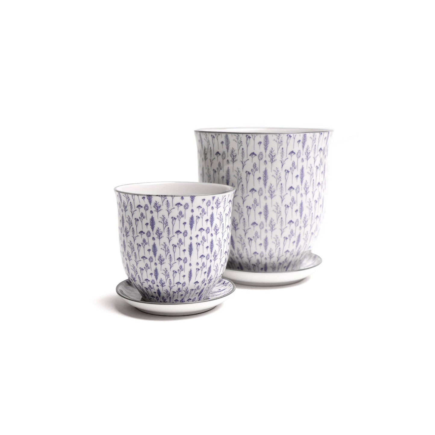 Chive - Liberte Indoor Porcelain Plant Pots: Blue Feathers / 3.25"