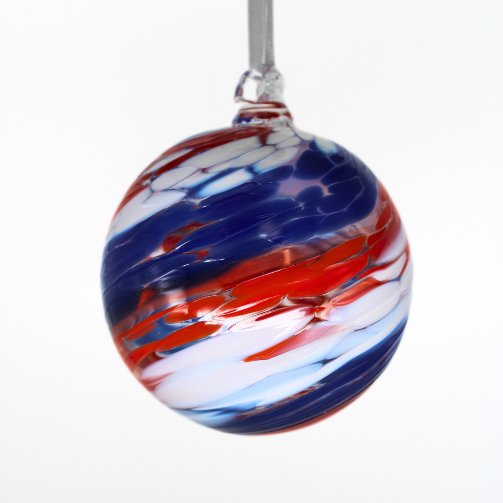Sienna Glass - 10cm Friendship Ball - Red, White and Blue