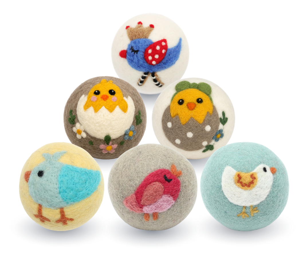Ethical Global - Birds: Eco Wool Dryer Balls Fair Trade: Chick with Bow