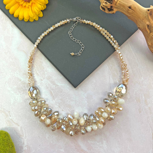 IST Jewelry - Tear Drop Cluster Necklace Champagne Crystals