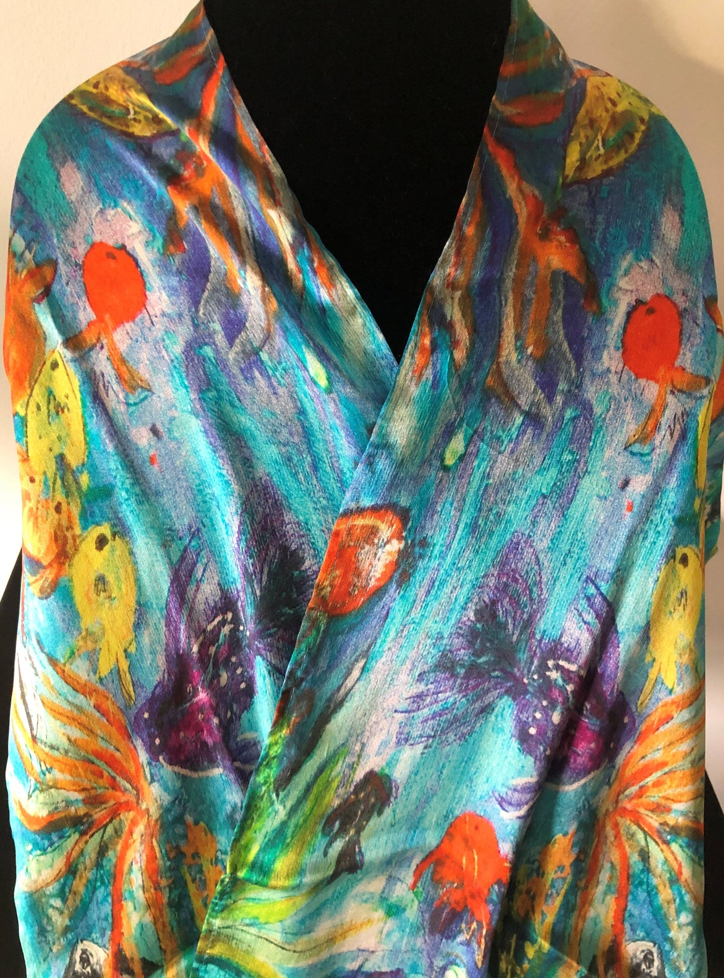 NINA J - Aqua Scape Silk Scarf