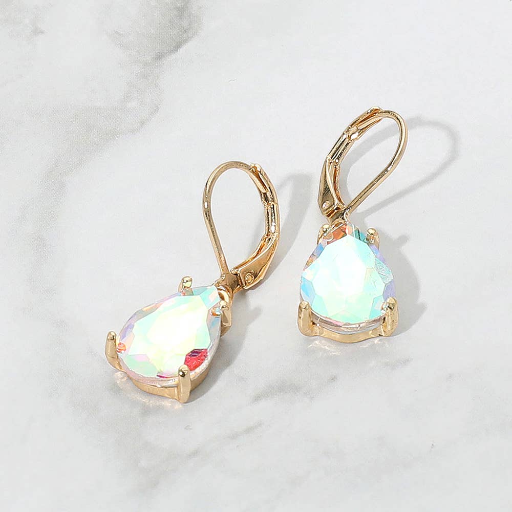 Sensibling Corp. - Teardrop Glass Stone Drop Dangle Earrings: AB,Aqua