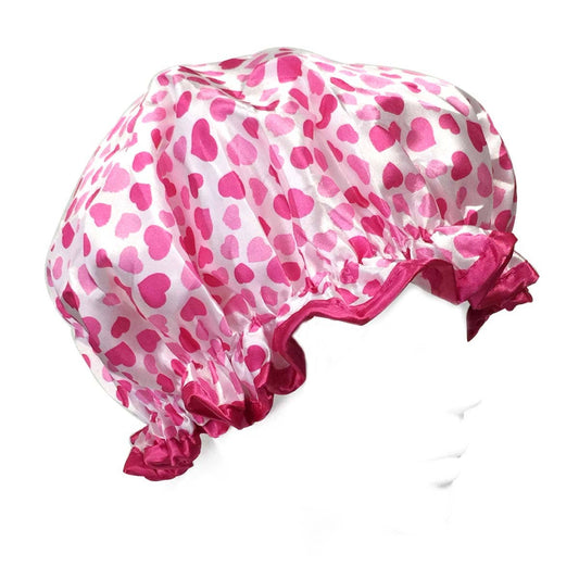 Wrapables.com - Wrapables Trendy Satin Shower Cap: Pink Sweet Hearts
