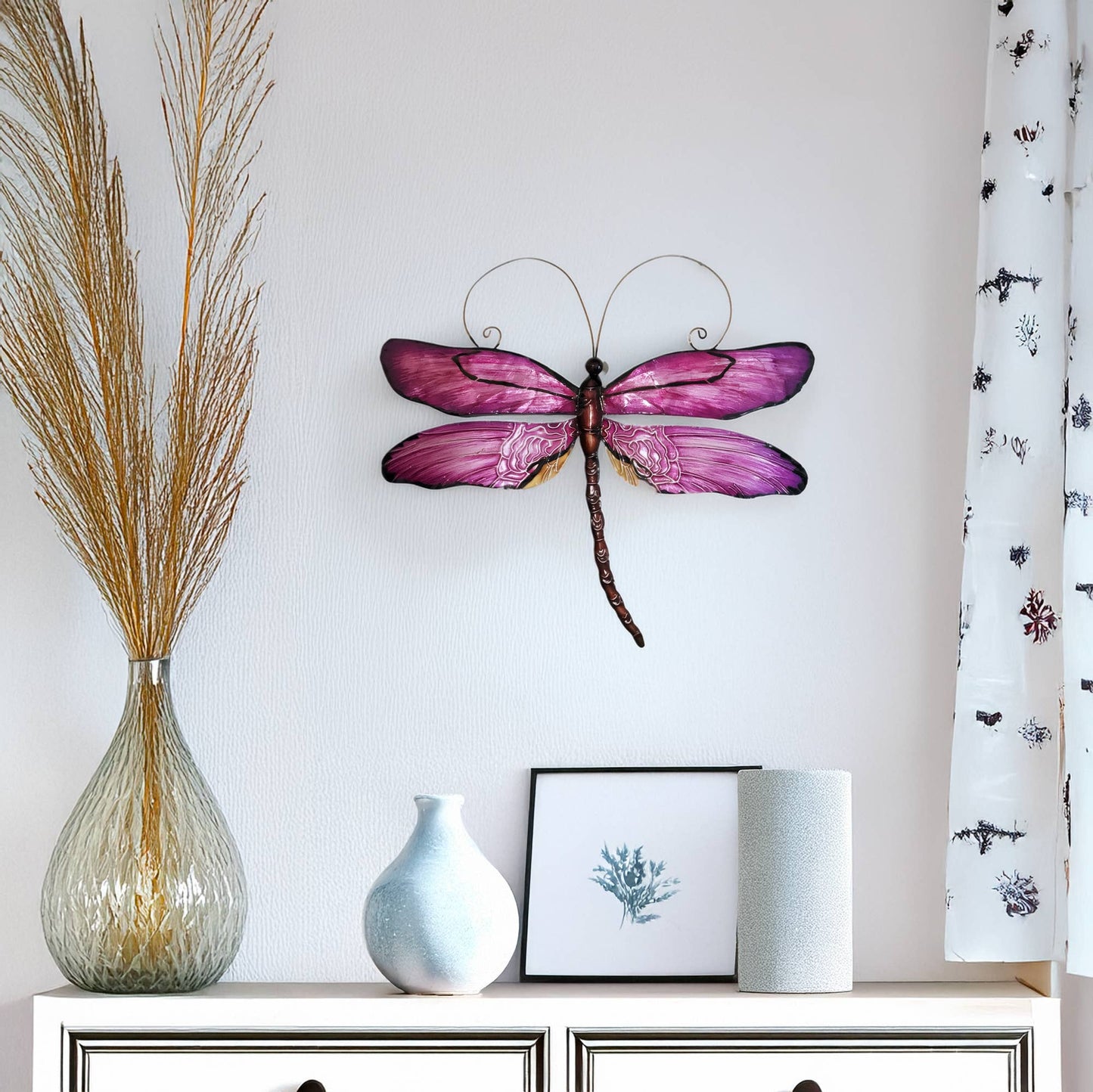 Eangee Home Design - Dragonfly Wall Decor Purple, Capiz & Metal, Indoor / Outdoor