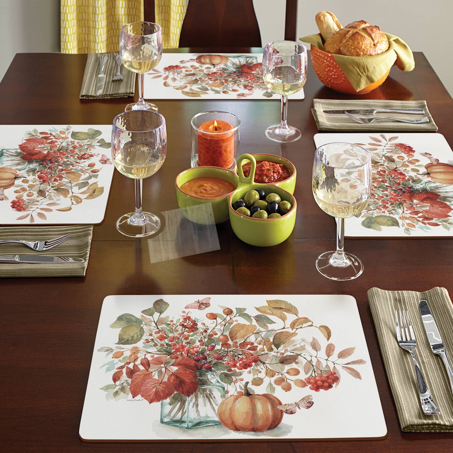 CounterArt/Highland Home/Thirstystone/CoasterStone - Cala Home Autumn In Nature Decorative Hardboard Placemats