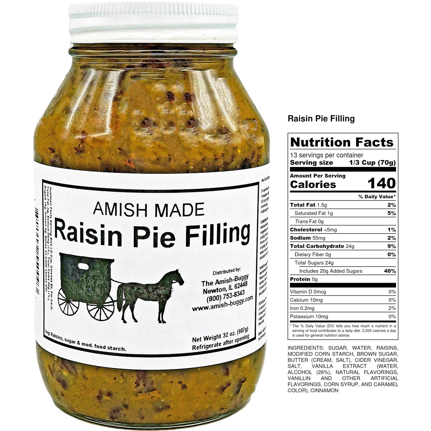 Arndt's Fudgery LLC - Amish Pie Filling - 32 Oz Jar: No Sugar Added Blueberry