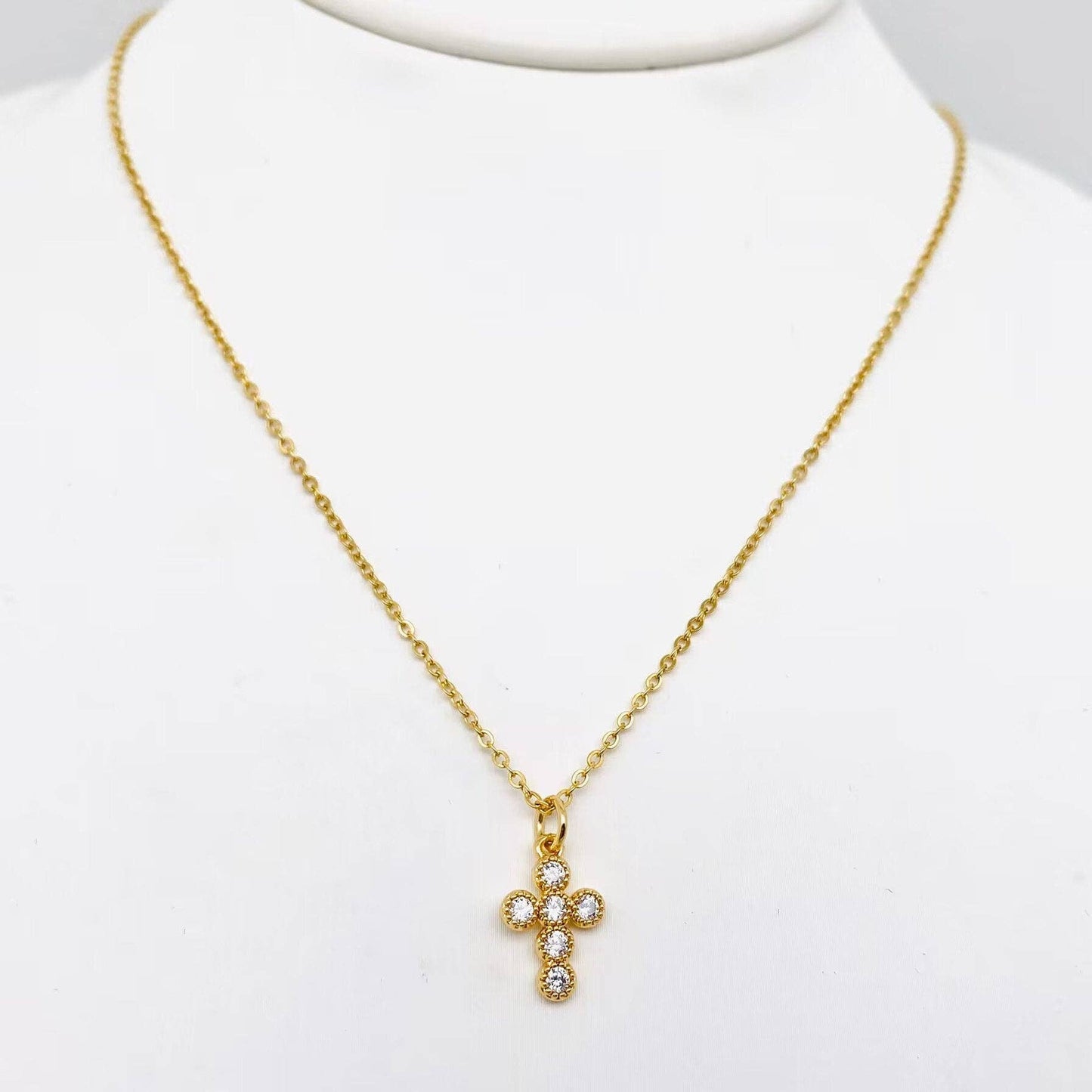 Mio Queena - Multi-Style Inlaid Cubic Zirconia Cross Pendant Necklace: 4#