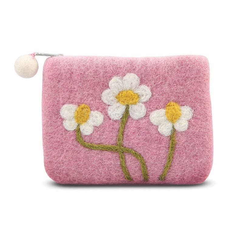 BNB Crafts Inc. - Needle daisy Flowers Coin Purse: Red