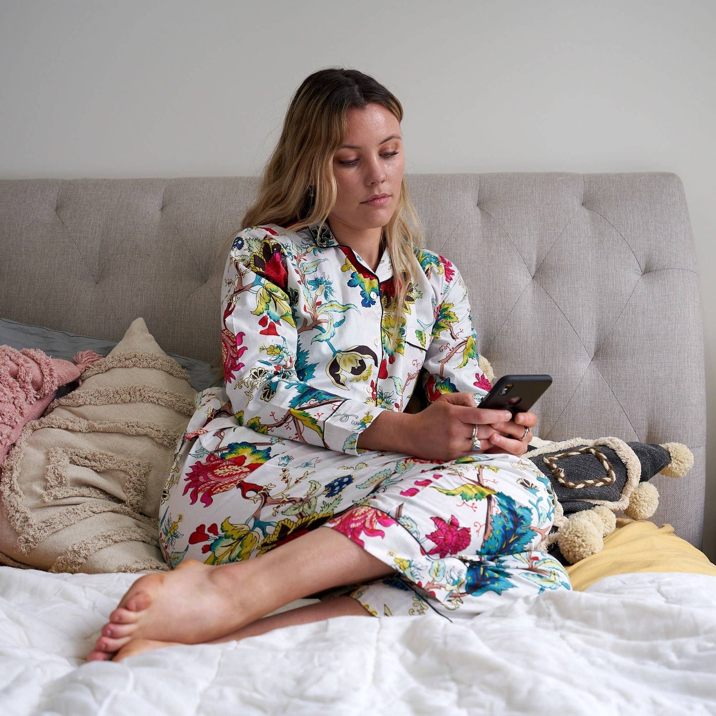 Linen Connections - Pyjamas/ Floral Pure Cotton P J Set, Pijamas Set: L