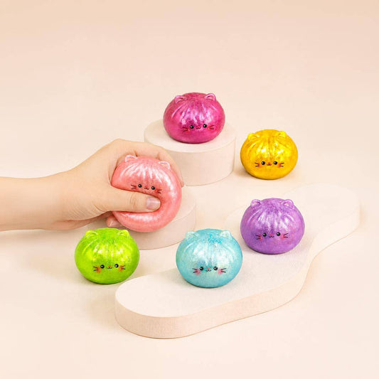 Sensibling Corp. - 12PCS - Metallic Steamed Bao Bun Cat Dumpling Squeeze Squishy Stress Relief Toy