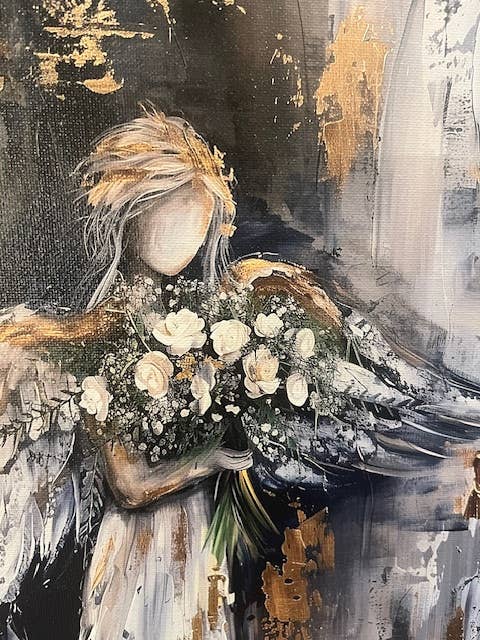 Rustic Nester - Angel canvas art print, Christian home decor, Wall hanging: 14x14
