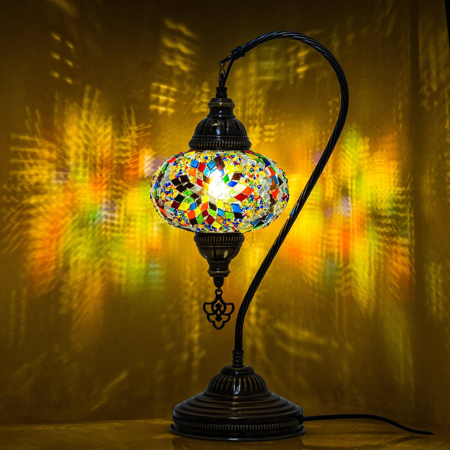 Mozaist LLC - Mozaist Handmade Turkish Mosaic Swan Table Lamp Multicolor