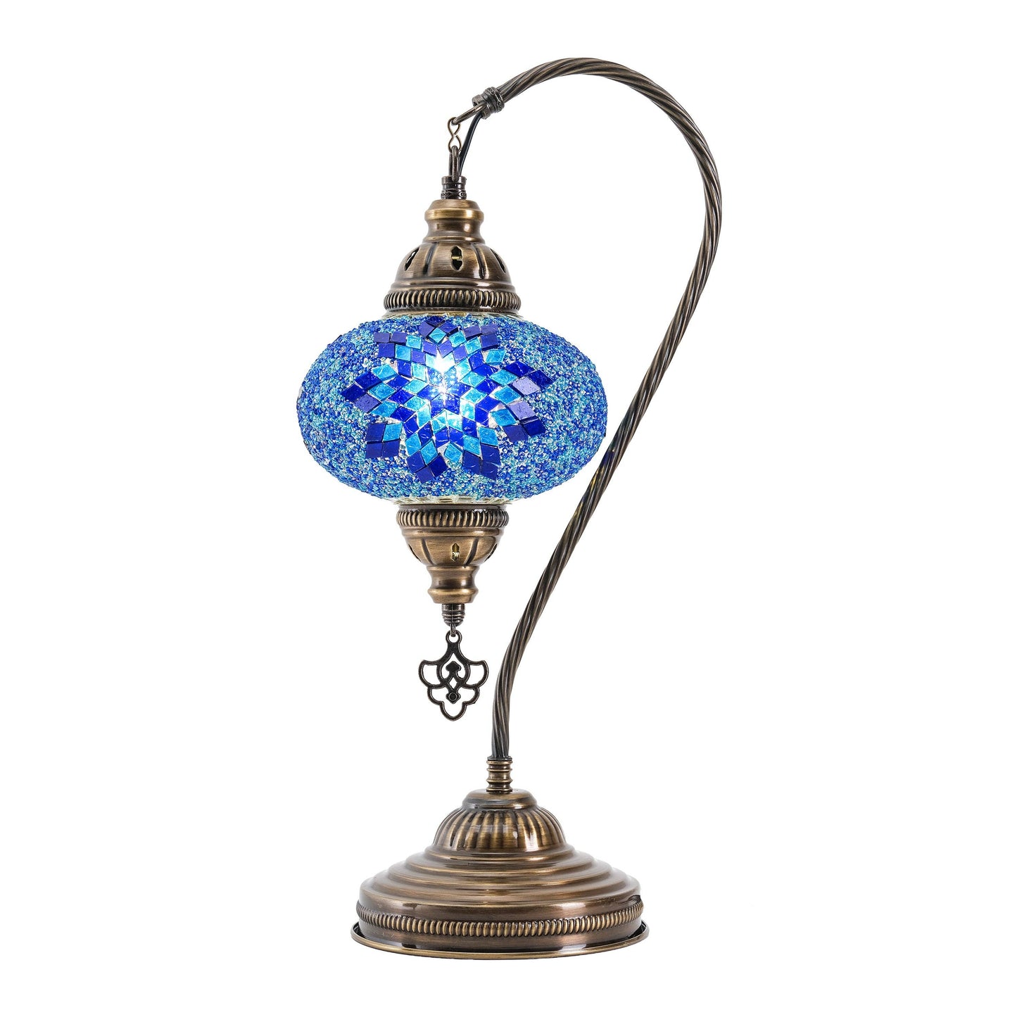 Mozaist LLC - Mozaist Handmade Turkish Mosaic Swan Table Lamp Blue