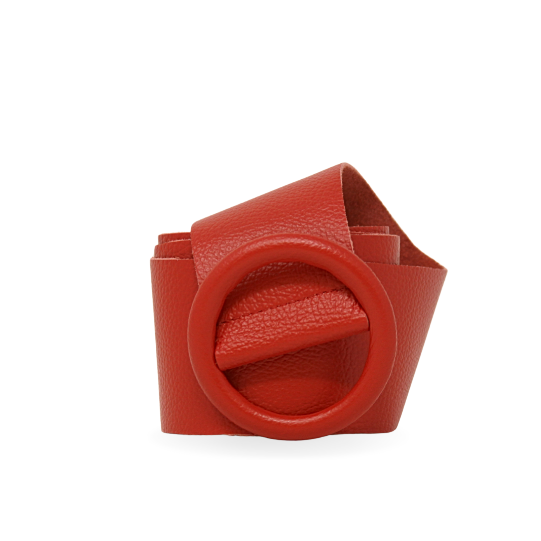 German Fuentes Handbags - CINT-06 CIRCULAR BUCKLE LEATHER BELT: Black