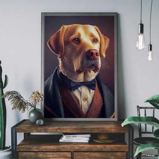 Ink & Drop - Yellow Labrador Animal Head Print: 11 ¾ x 15 ¾ in | 30x40 cm / Matte