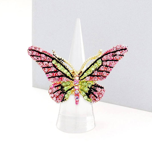 Sensibling Corp. - Crystal Pave Butterfly Stretch Ring: PNG
