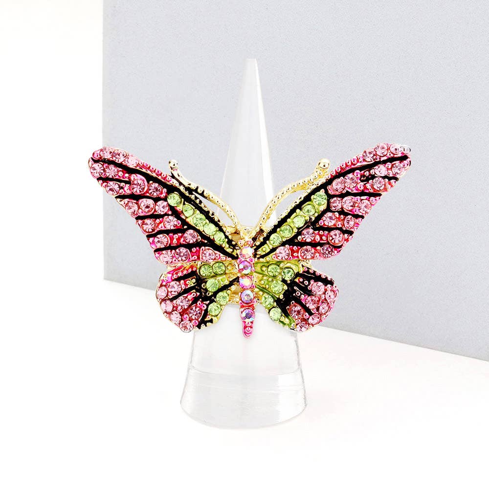 Sensibling Corp. - Crystal Pave Butterfly Stretch Ring: PPL