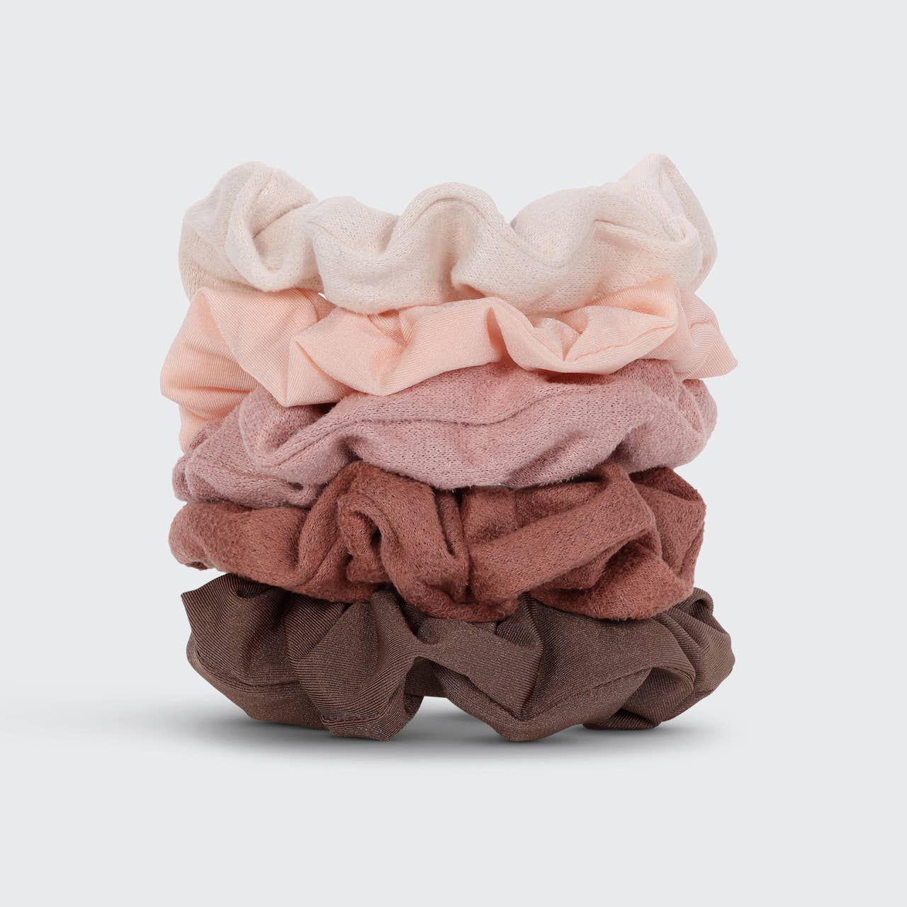 KITSCH - Assorted Textured Scrunchies 5pc Set - Terracotta