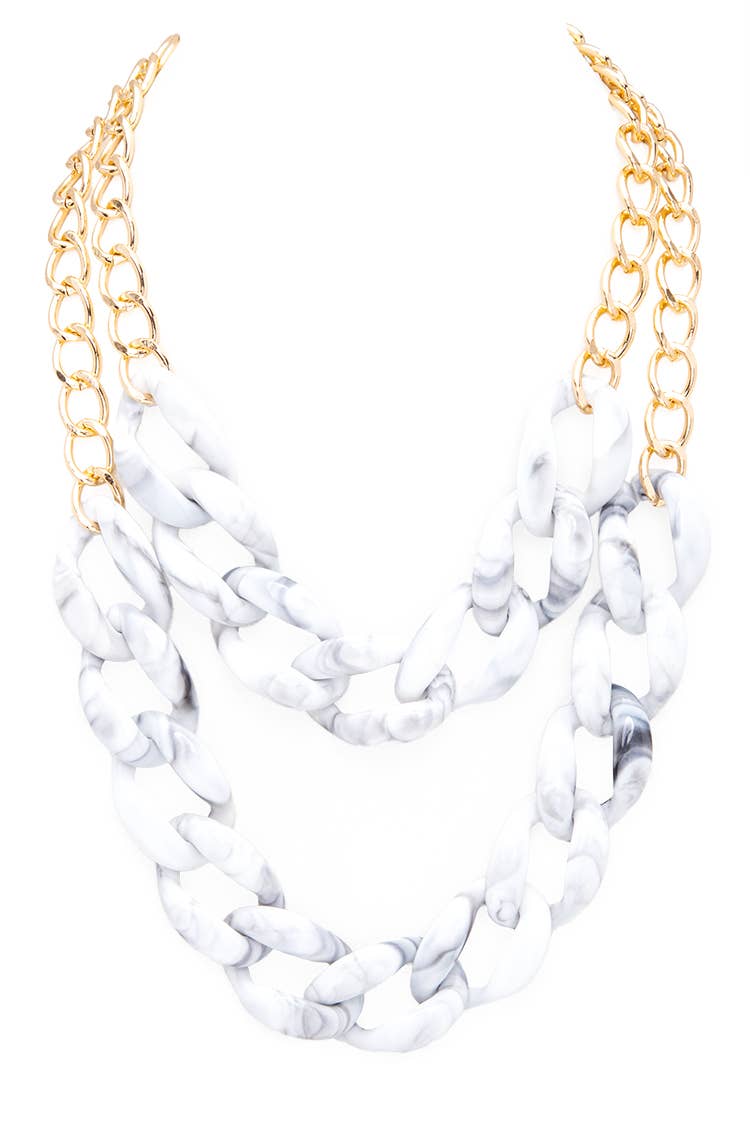 Artini Accessories - Resin Chain Link Layered Necklace: Brown