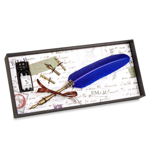 Freund Mayer & Co. - Brass Feather Nib Pen Set: Blue