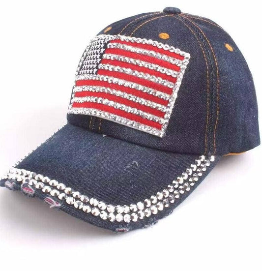 MKS America - Fourth of July American flag denim baseball cap: Darkblue / M