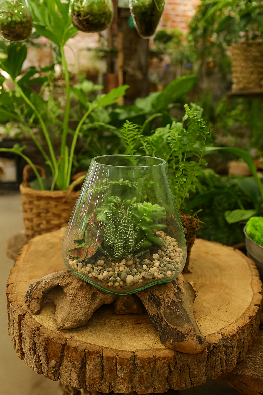 Asia West - X-Small Glass & Driftwood Terrarium (approx. 10"x 6" x 8"h)