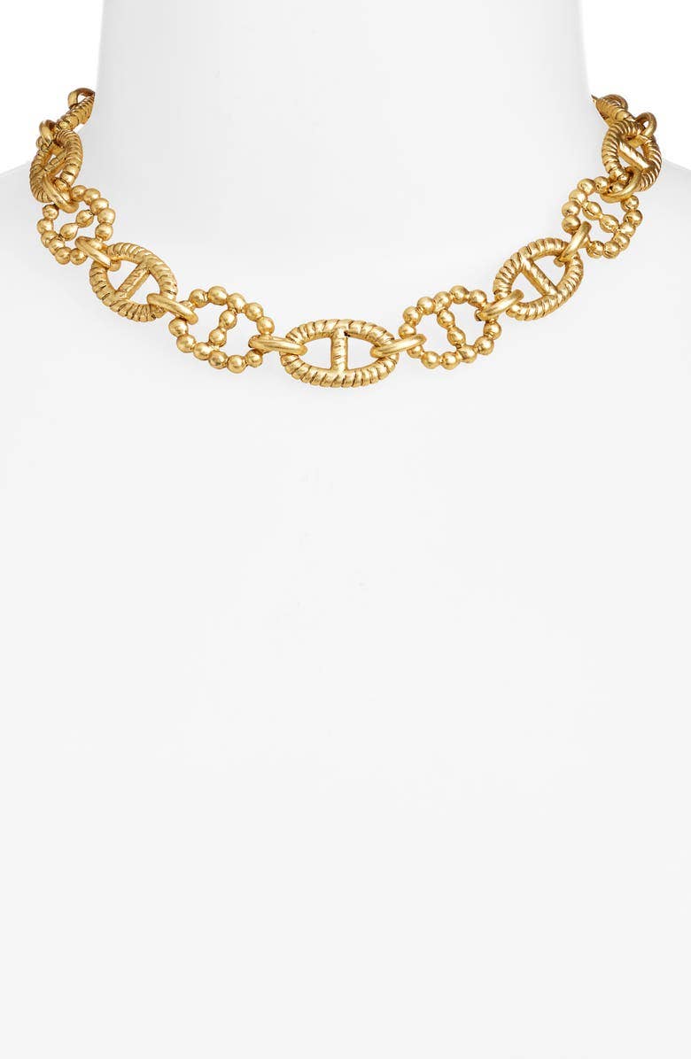 KARINE SULTAN - Chainmail and carved link layering necklace: Gold