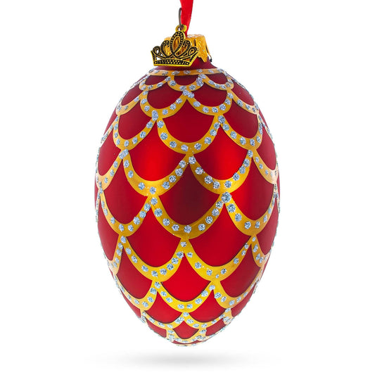 BestPysanky - 1900 Pine Cone In Red Royal Egg Glass Ornament