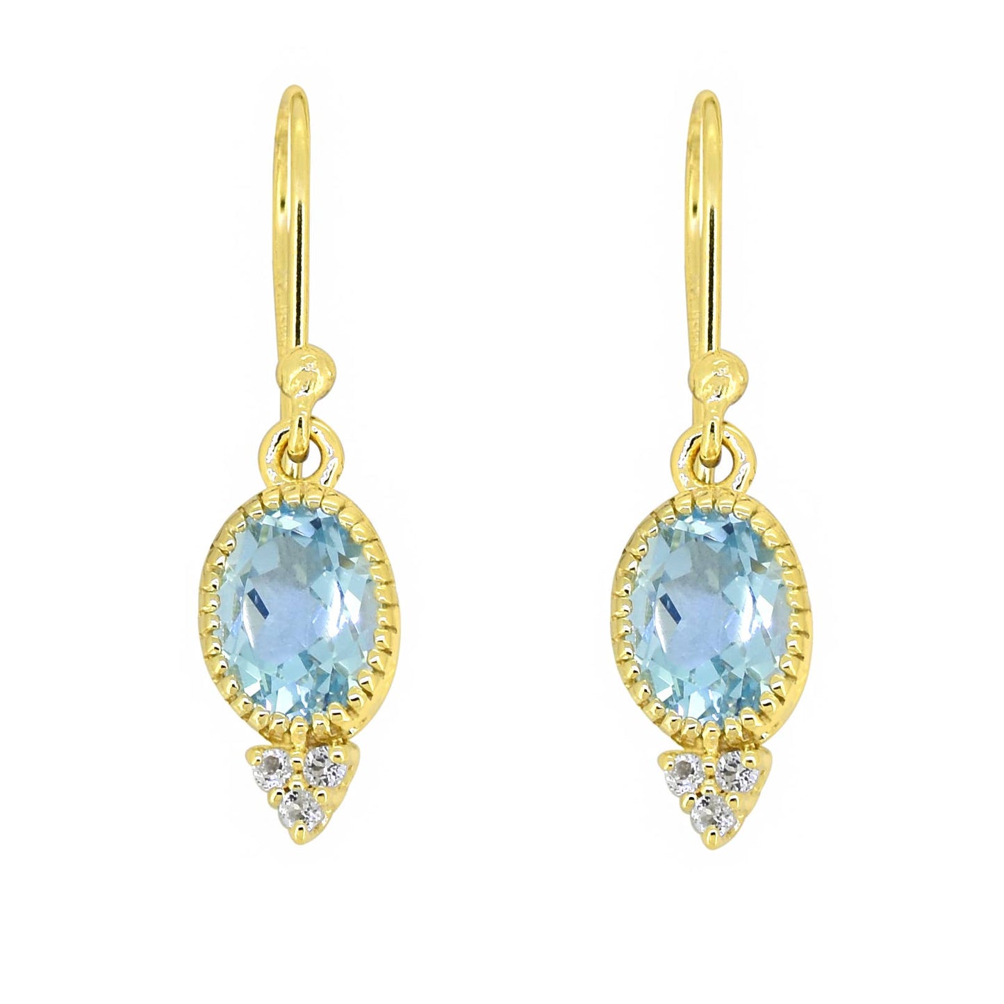 Tiramisu - Gold Plated 925 Silver Blue Topaz Dangle Earwire Earring