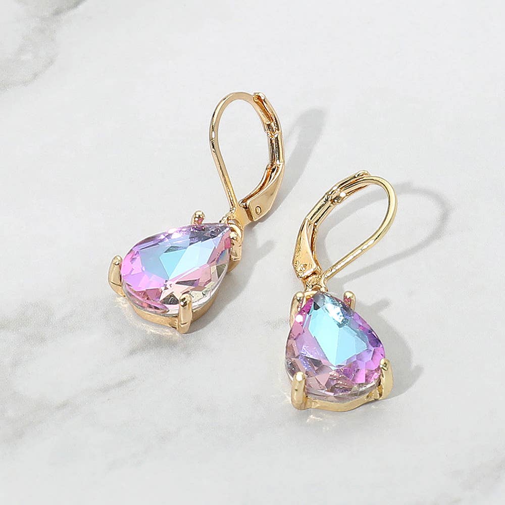 Sensibling Corp. - Teardrop Glass Stone Drop Dangle Earrings: Black