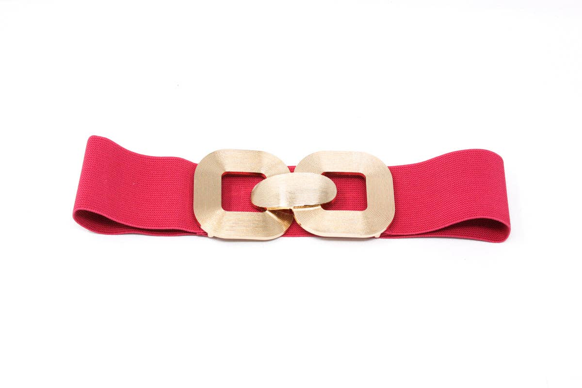 German Fuentes Handbags - CINT-20 METAL BUCKLE STRETCH BELT: RED