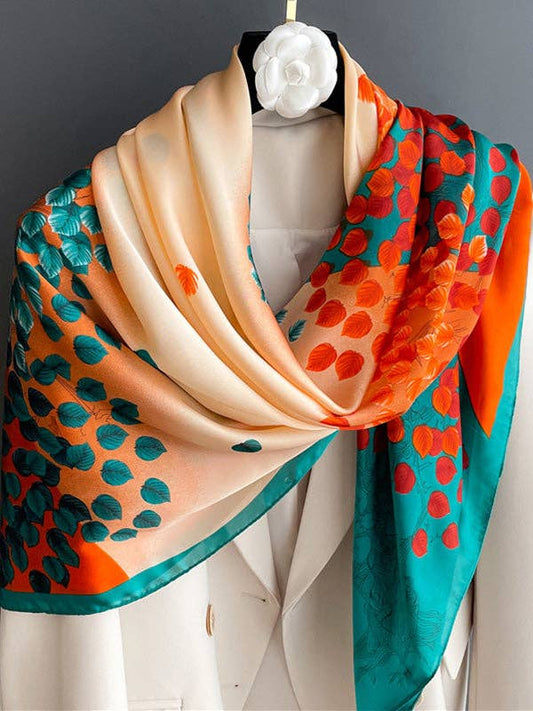 UZ Wholesale Store - Leaves Print Sun Protection Shawl&Scarf: BLUE / One_size
