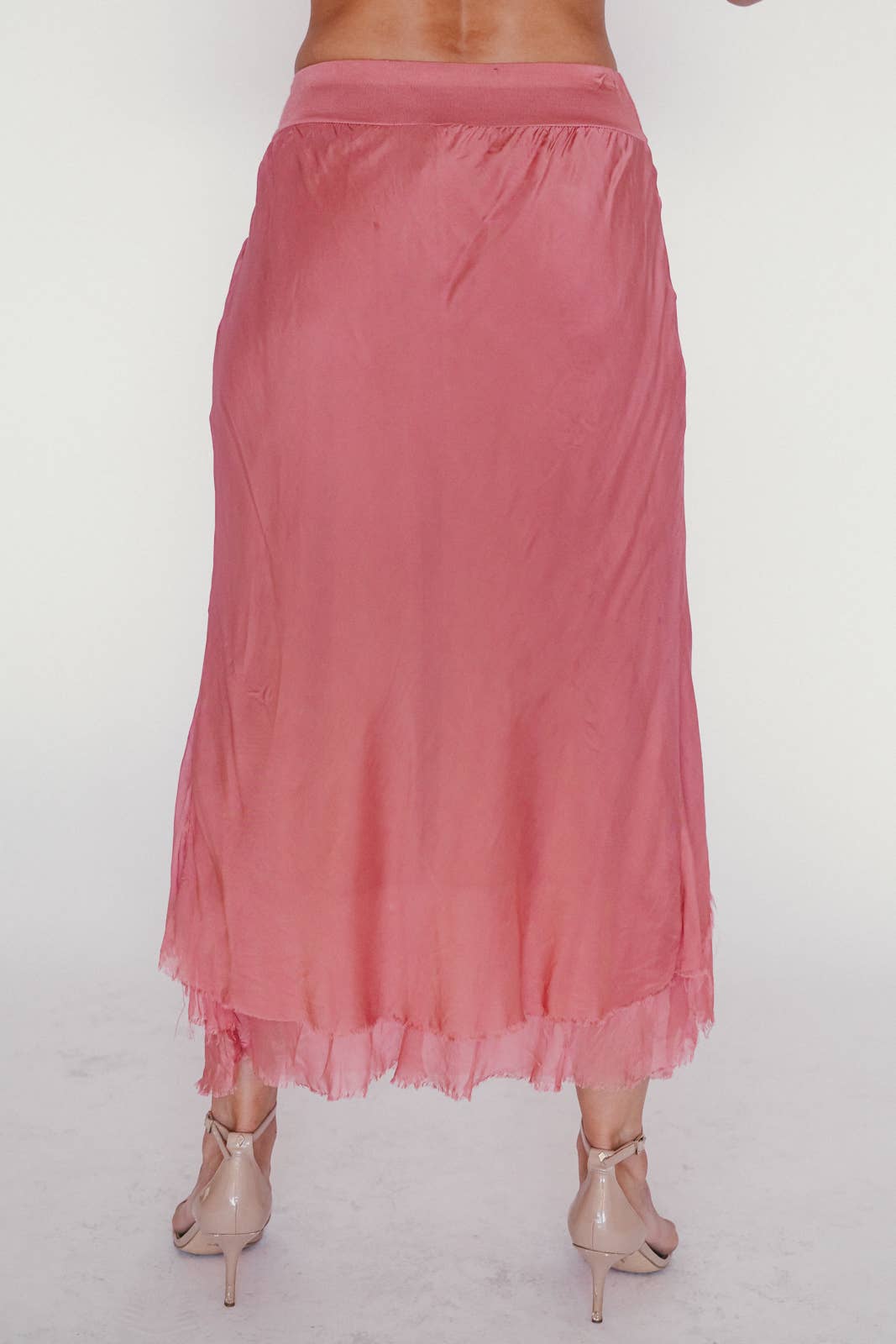 Dance in Paris - Silk Ruffly Front Skirt - Bias Cut for a Perfect Fit: Charcoal / One Size