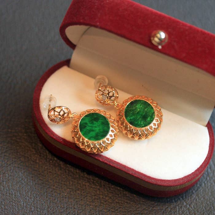Cici’De Jewelry Amsterdam - Royal Jade Flower Framed Earrings